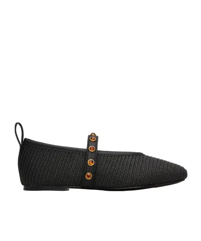 Rag & Bone Spire Straw Mary Jane Ballet Flats In Black