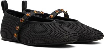 Rag & Bone Spire Straw Mary Jane Ballet Flats In Black