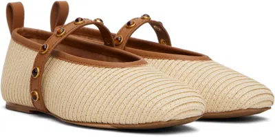 Rag & Bone Beige Spire Straw Mary Jane Ballerina Flats In Neutral