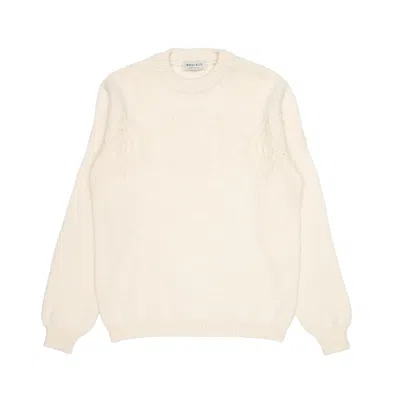 Wool-co Men's Sweater Wool & Co Paragliding Aran In White