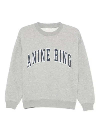 Anine Bing Ribbed Neck Sweatshirt Spencer In Gray