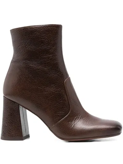 Chie Mihara 85mm Leather Block-heel Ankle Boots In Brown