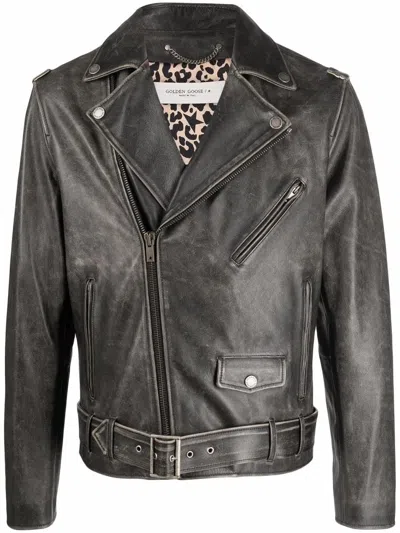 Golden Goose Biker Jacket In Black