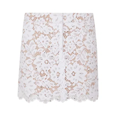 Michael Kors Studded Corded Floral Lace Mini Skirt In White