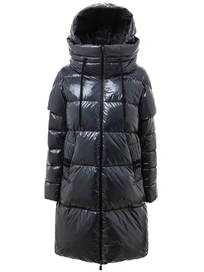 Herno Padded Long Down Jacket With Removable Sleeves  In Blue