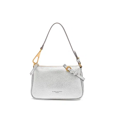 Gianni Chiarini Brooke Clutch Bag In Maxi Grain Leather In Silver