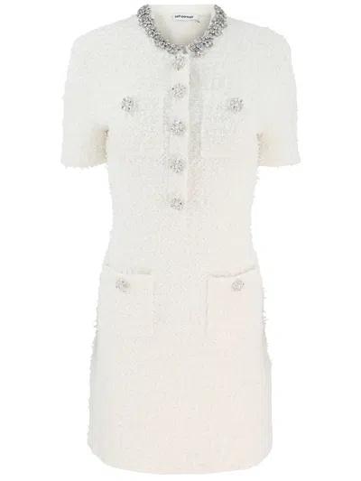 Self-portrait Mini Dress With Buttons In Neutral