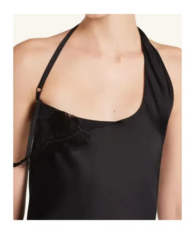 Courrèges Asymmetrical Lace-trimmed Dress In Black