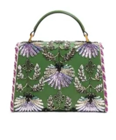 Valentino Garavani Garavani Mini Vsling Embroidered Handbag With Jewel Logo Woman Multicolour Uni In Green