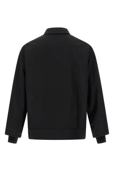 Comme Des Garçons Light Wool Blend Overshirt With Adjustable Hem And Snap Button Details In Black