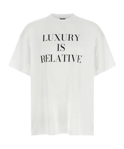 Moschino Graphic Print Relaxed Fit Short Sleeve Top In White