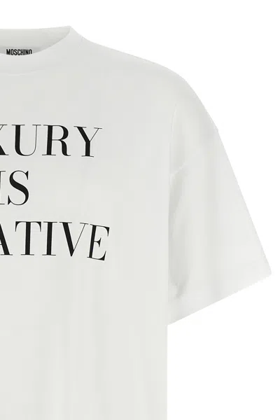 Moschino Graphic Print Relaxed Fit Short Sleeve Top In White