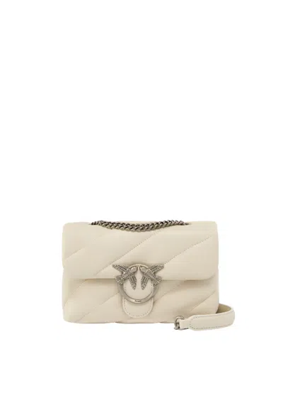 Pinko Love Puff Classic Leather Shoulder Bag In White