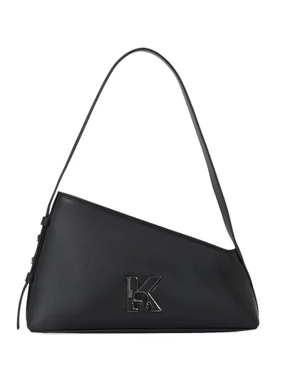 Karl Lagerfeld Logo-plaque Shoulder Bag In Black