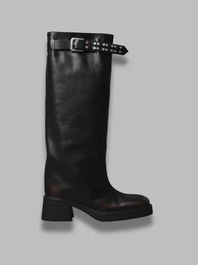 Miista Kristel Brown Heel Boots In Black