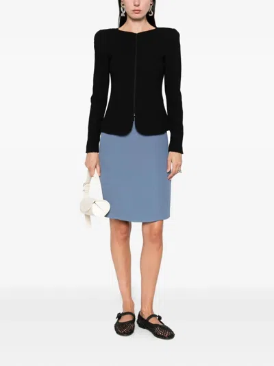 Emporio Armani Women Black Velvet Front Zipper Jacket, S Luxury Jackets For Women Darveys