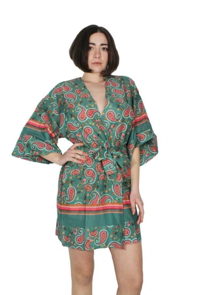 Liujo-beachwear Liu.jo Beachwear - S9733 Kaftano Beach Cachemire Fol.green Va2096ts009 In Green