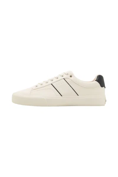 Hugo Boss Faux-leather Trainers With Plain And Grained Textures In Neutral