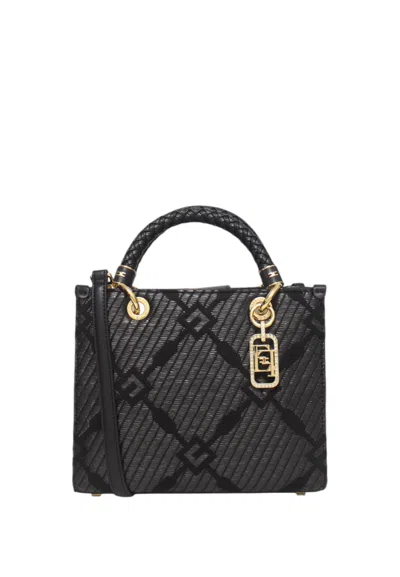 Elisabetta Franchi Textured Finish Tote With Top Handle In Black