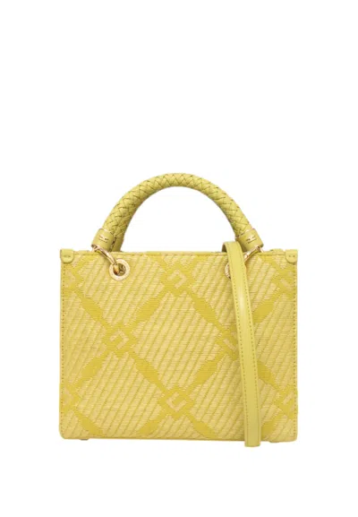 Elisabetta Franchi Braided-handle Crystal-embellished Tote Bag In Yellow