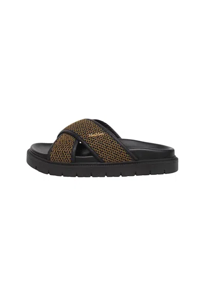 Max Mara Cross-strap Flat Slides In Brown