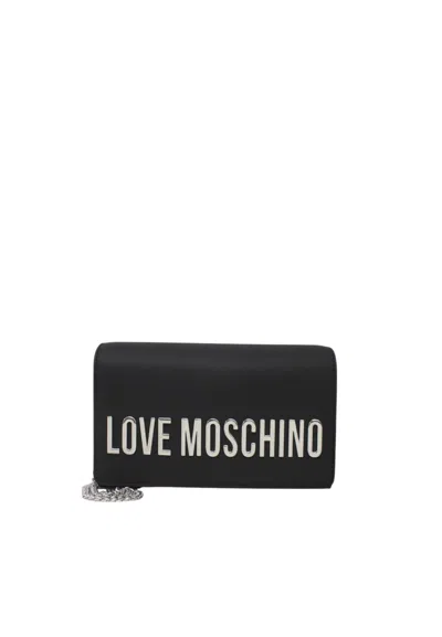 Love Moschino Gray Polyethylene Handbag In Black