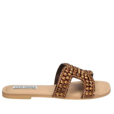 Steve Madden Low Sandal With Stones In Brown