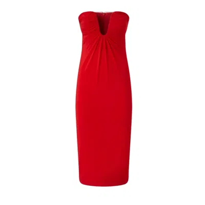 Pinko Strapless Mini Dress With Gathered And Ruched Detailing In Red