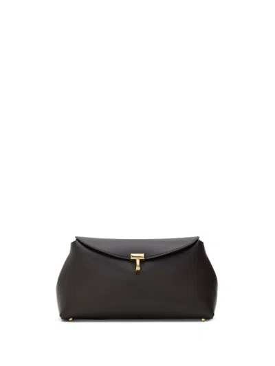 Totême Clutch Bag In T-lock Leather Toteme In Brown