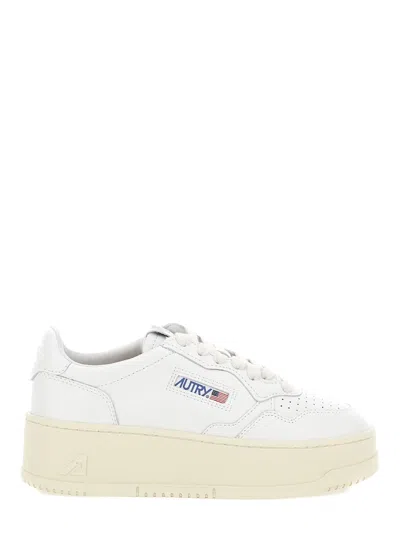 Autry Sneakers Medalist Platform In Suede And Leather White And Gray. In White
