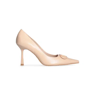 Liu •jo Liu Jo Sabry 03 In Shiny Leather Nappa With Clessidra Heel And Maxi Logo In Neutral