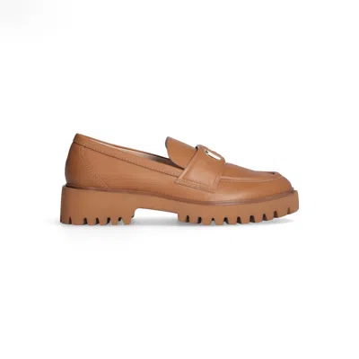 Liu •jo Liu Jo Brown Leather Moccasins Cora 12 With Maxi Logo And Dentellated Sole In Brown