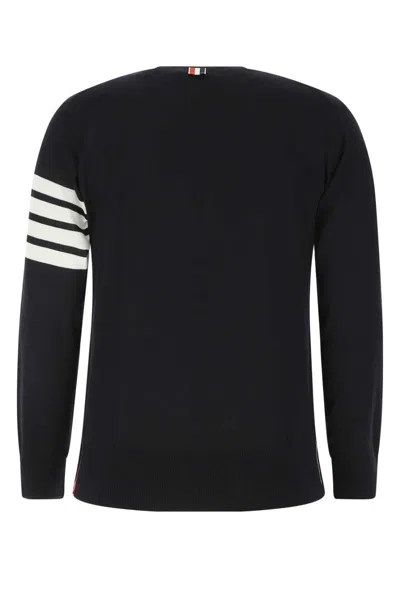 Thom Browne Midnight Blue Wool Sweater In Black