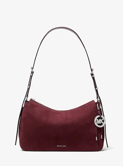 Michael Kors Nolita Medium Nubuck Shoulder Bag In Red