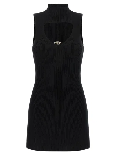 Diesel Women Wool Cut-out Mini Dress In Black