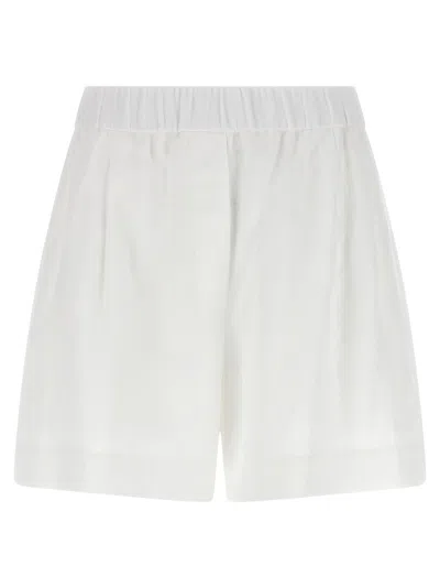 Brunello Cucinelli Elastic Waist Pleated Shorts With Back Pockets In White