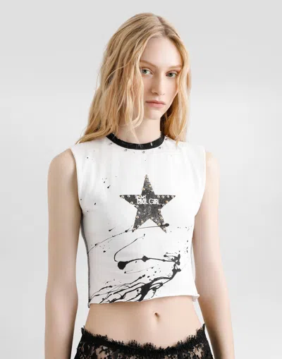 Dolce & Gabbana Jersey Sleeveless T-shirt With Print In White