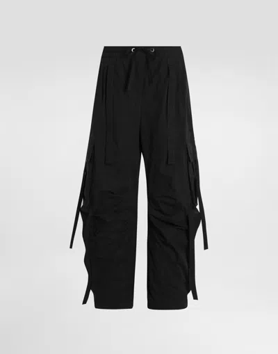 Dolce & Gabbana Waxed Faille Cargo Pants In Black