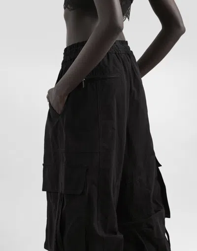 Dolce & Gabbana Waxed Faille Cargo Pants In Black