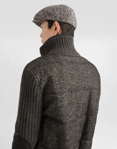Dolce & Gabbana Knitted Houndstooth Jacket In Gray