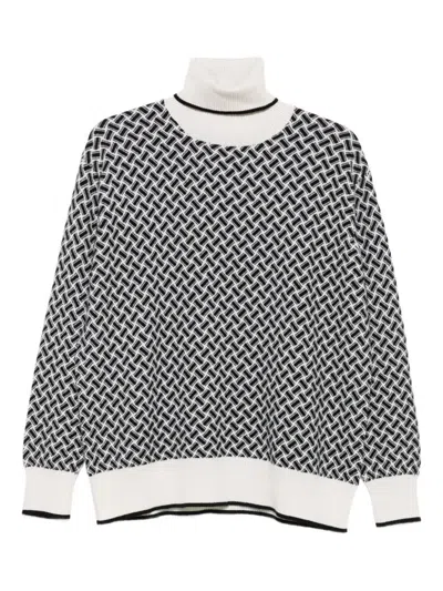 Drumohr Geometric-pattern Turtleneck Sweater In Gray