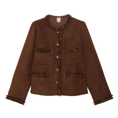 Ines De La Fressange Veste Adelaïde Avec Galons Tissés In Brown