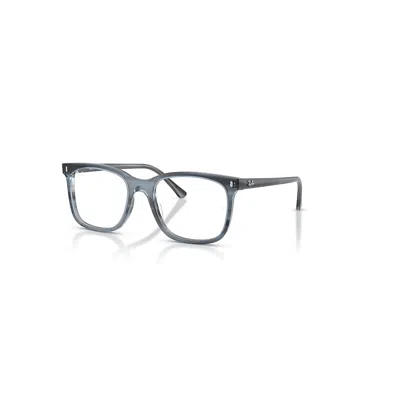 Ray Ban Eyeglasses Unisex Rb5446 Optics - Striped Blue Frame Clear Lenses Polarized 51-19 In Blue