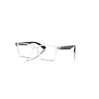 Ray Ban Eyeglasses Unisex Rb7025 Optics - Black Frame Clear Lenses Polarized 55-17 In Black
