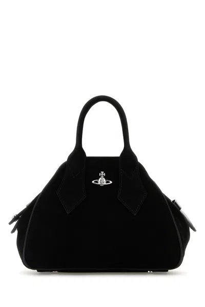 Vivienne Westwood Borsa A Mano Yasmine Media In Pelle Scamosciata Nera Donna In Black
