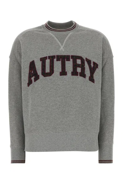 Autry Cotton Sweatshirt With Crew Neck And Long Sleeves In Gray