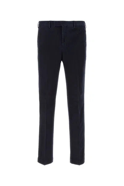 Pt Torino Stretch Cotton Trousers With Pockets And Loops In Blue