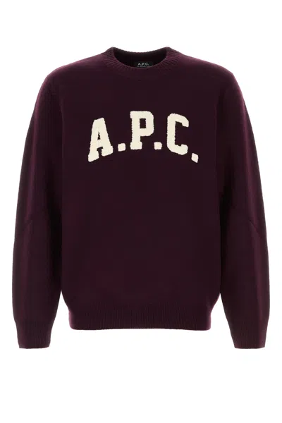 Apc Plum Wool Jay Sweater In Multi