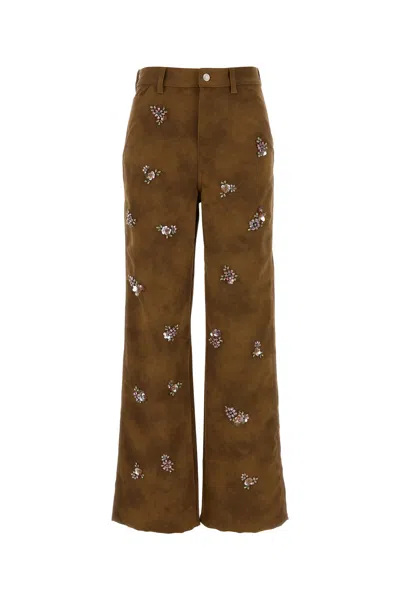 Des_phemmes Des Phemmes Camel Synthetic Leather Pant In Brown