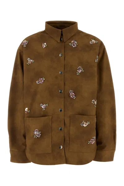 Des_phemmes Des Phemmes Camel Synthetic Leather Jacket In Brown